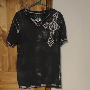Affliction Black and White Cross Graphic Tee